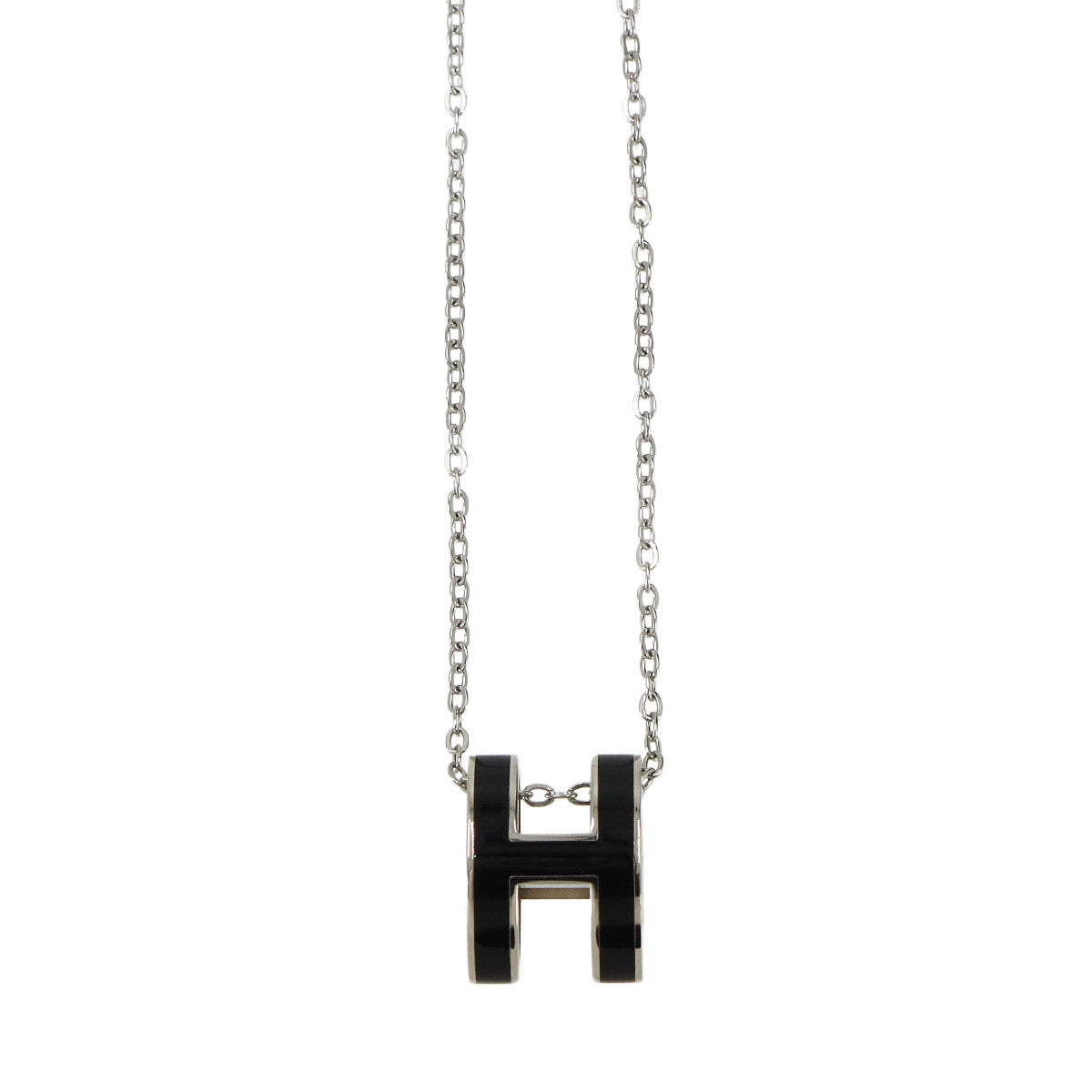 Pop H Chain Necklace Black Silver Accessory