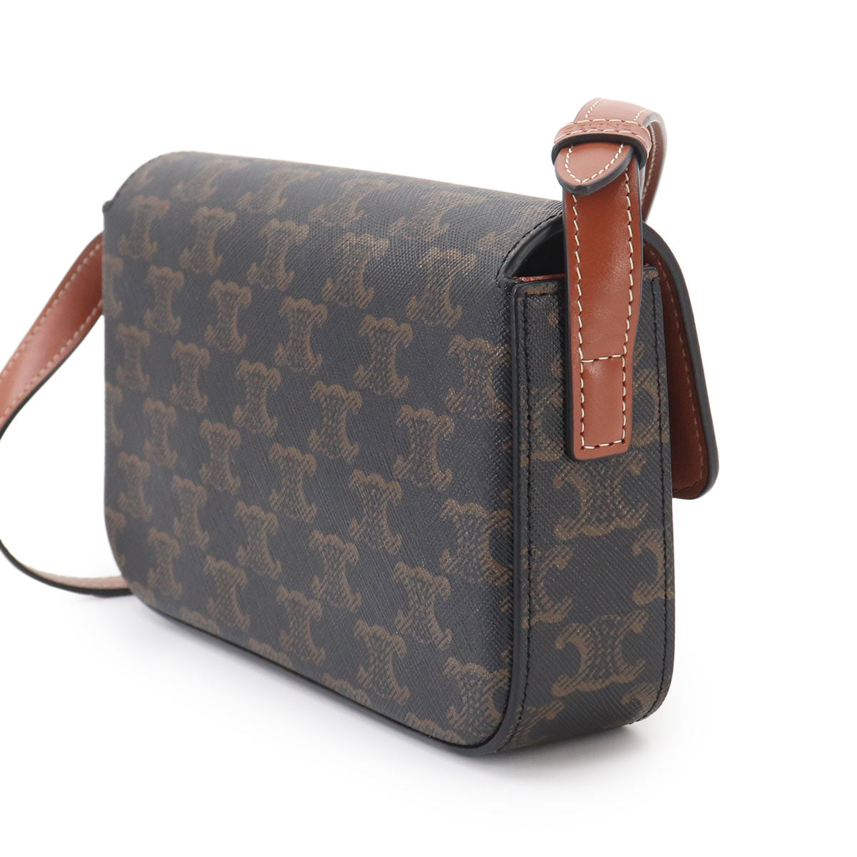 Triomphe Claude Shoulder Bag PVC Leather Black Brown 194142