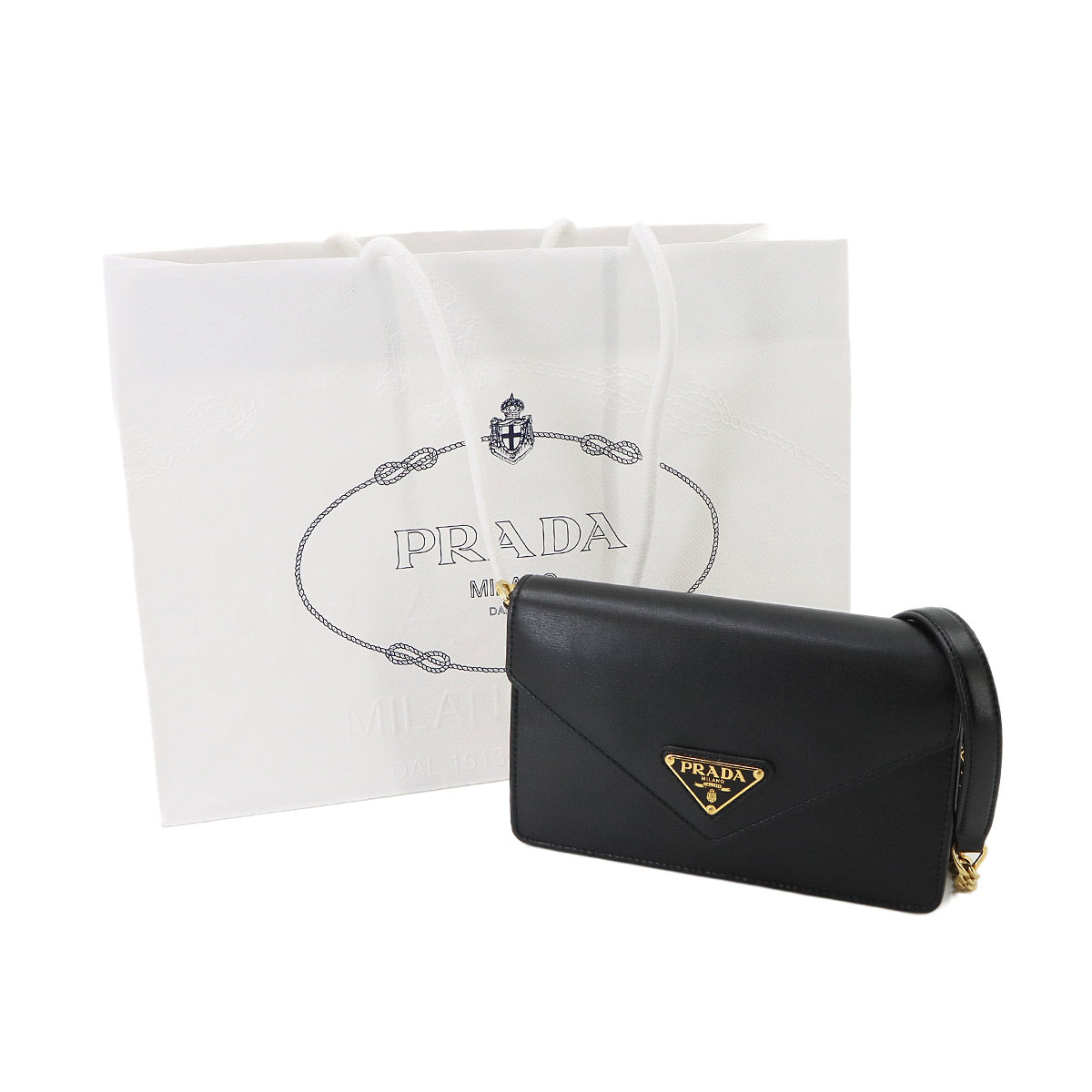 Chain Shoulder Bag Leathear Black 1BD350 Purse