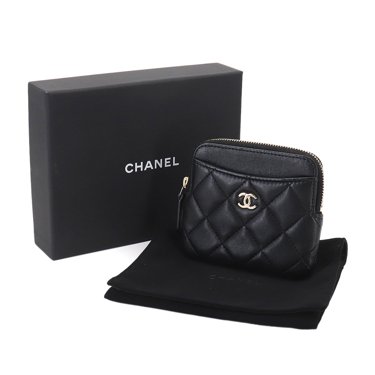 Matelasse Coin Purse Case Leather Black AP2061