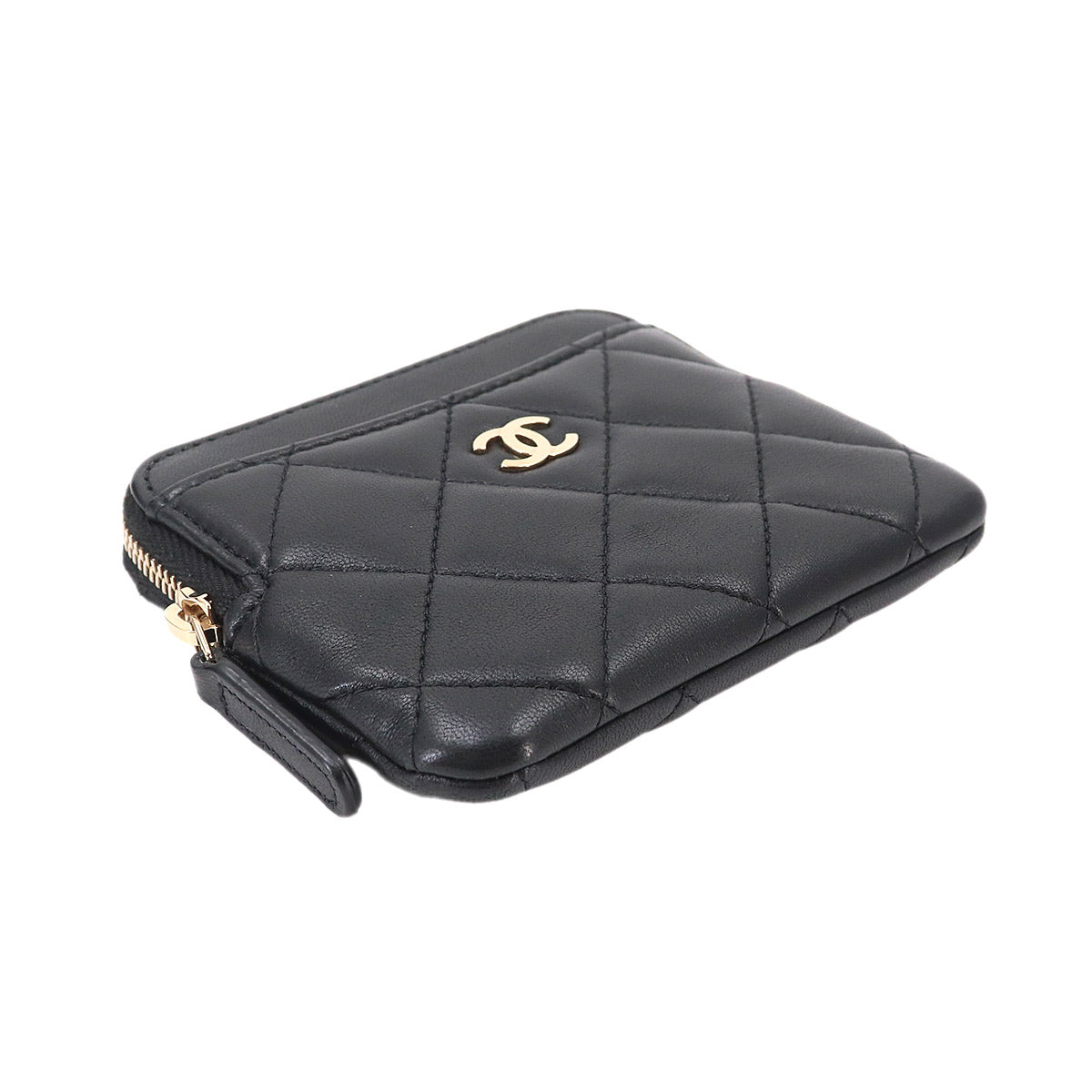 Matelasse Coin Purse Case Leather Black AP2061