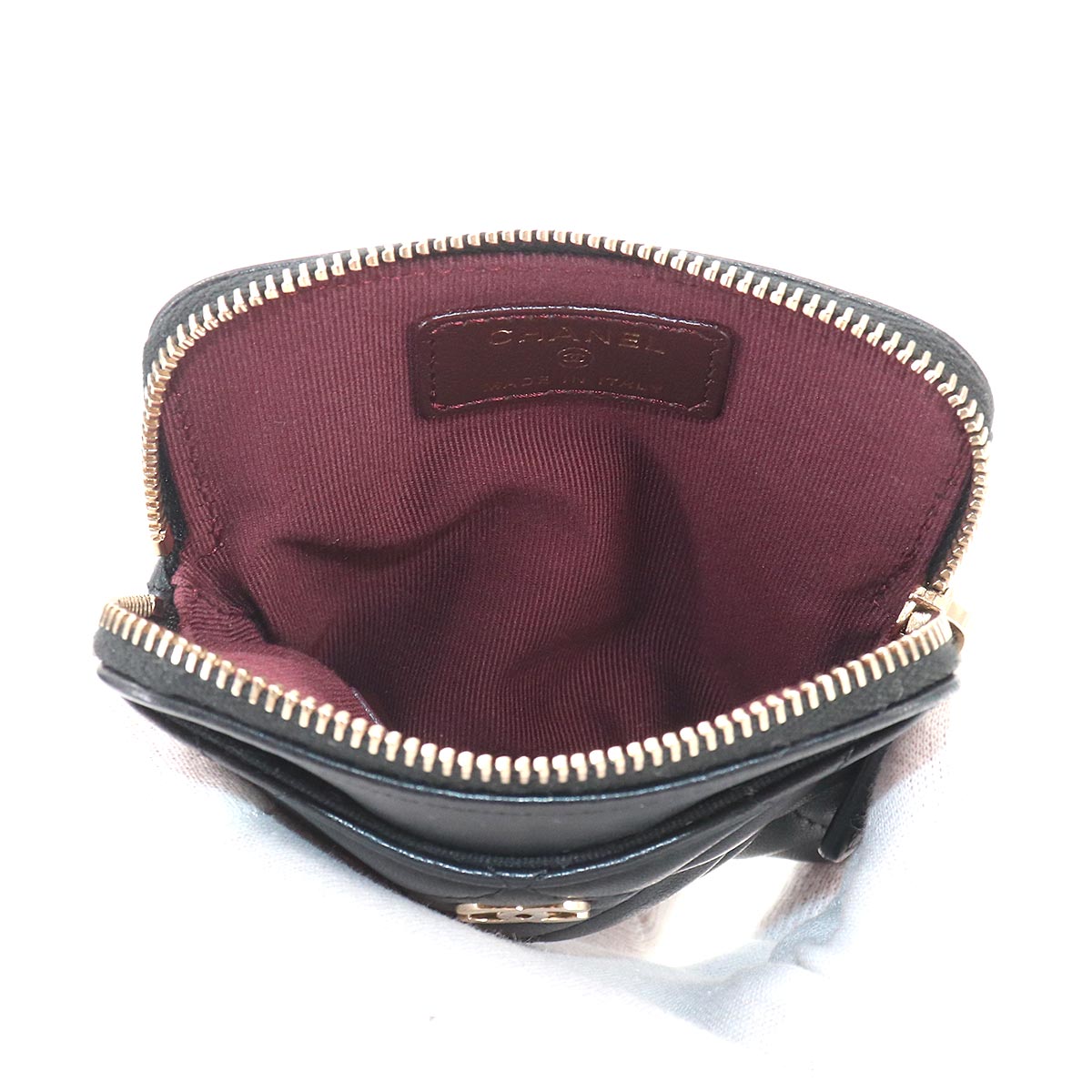 Matelasse Coin Purse Case Leather Black AP2061