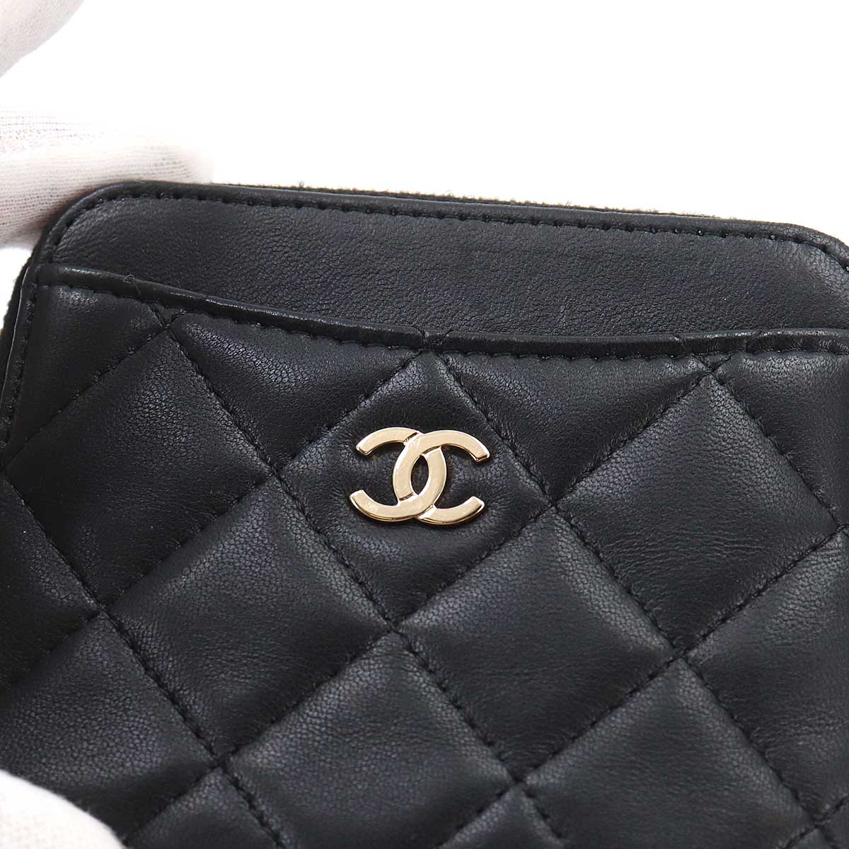 Matelasse Coin Purse Case Leather Black AP2061