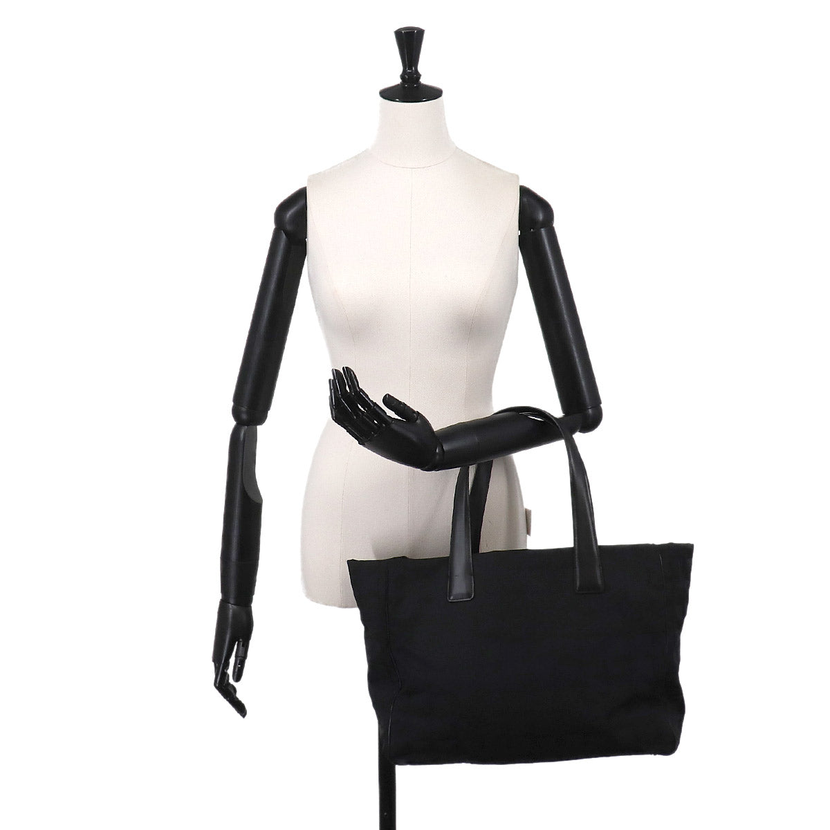 New Travel Line Tote MM Bag Nylon Jacquard Leather Black A15991