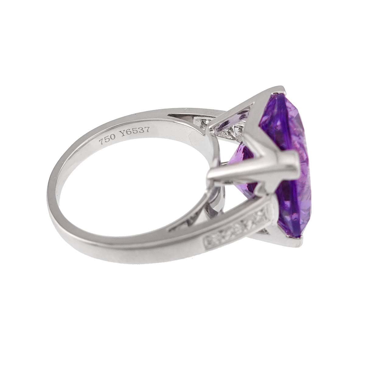 Amethyst Diamond Ring 18K WG 750 size4.75-5(US)