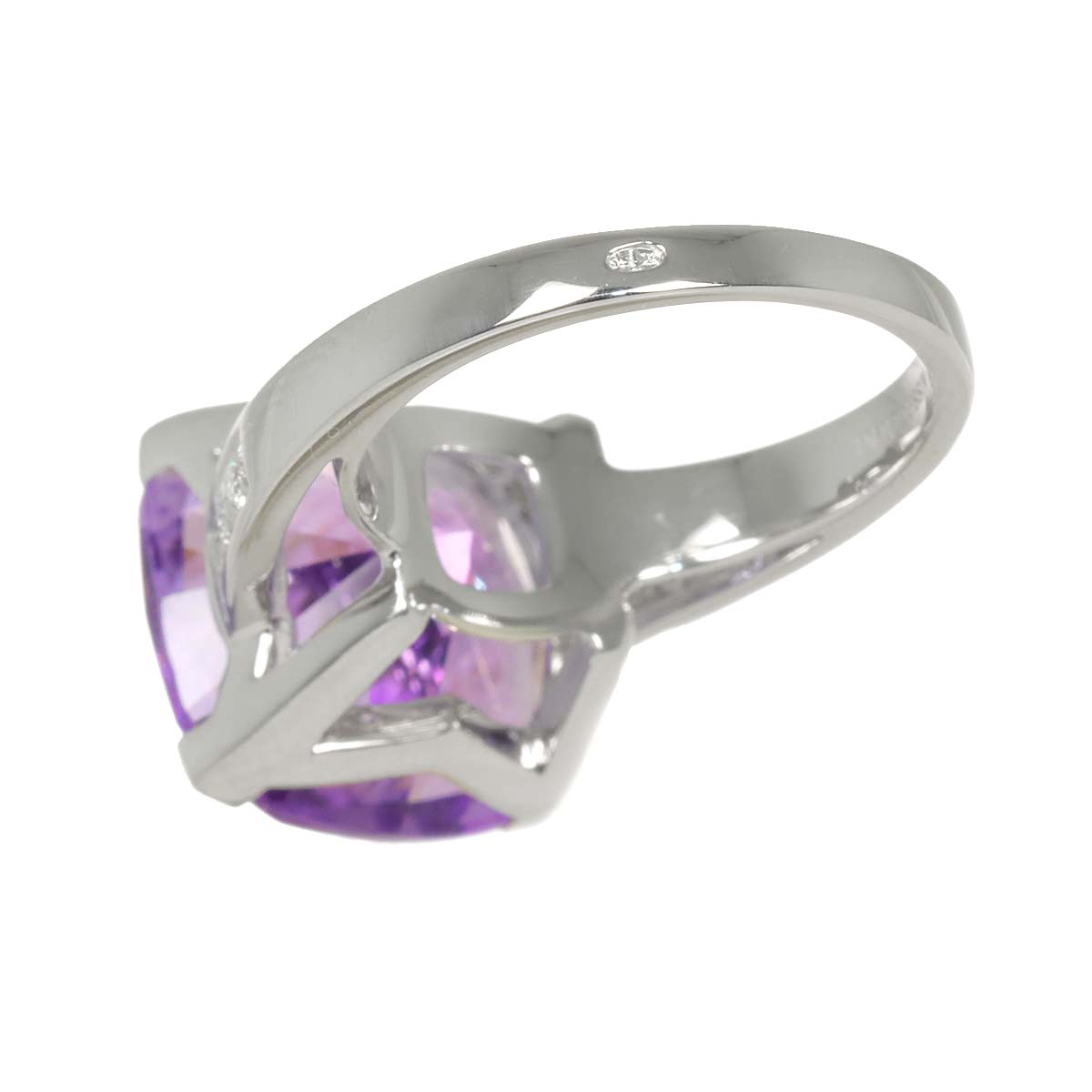 Amethyst Diamond Ring 18K WG 750 size4.75-5(US)