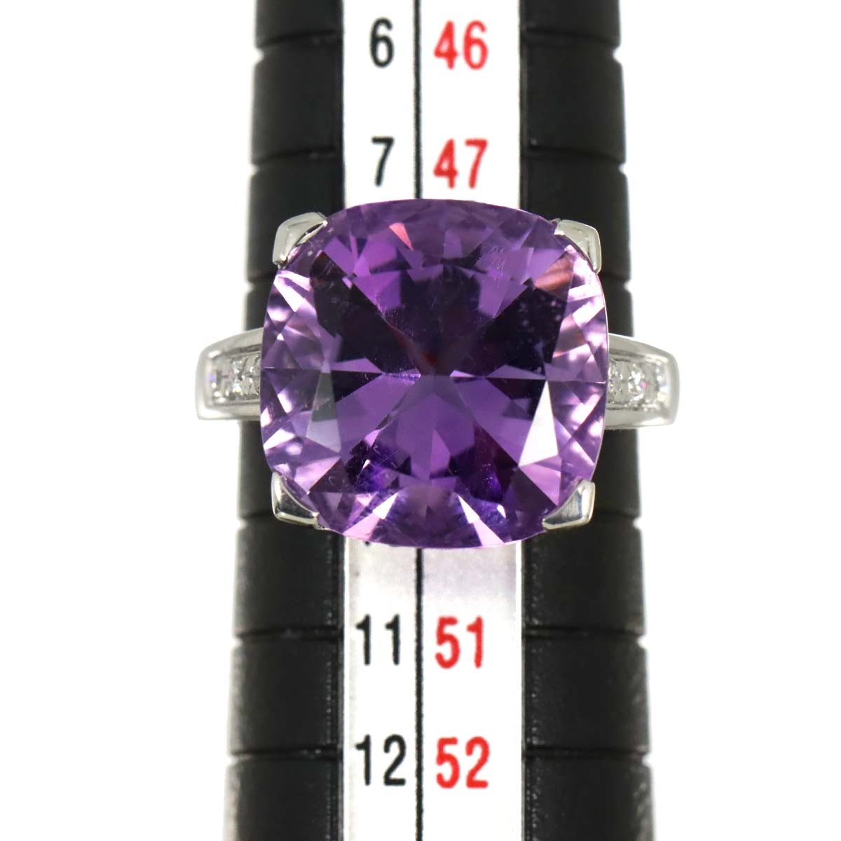 Amethyst Diamond Ring 18K WG 750 size4.75-5(US)