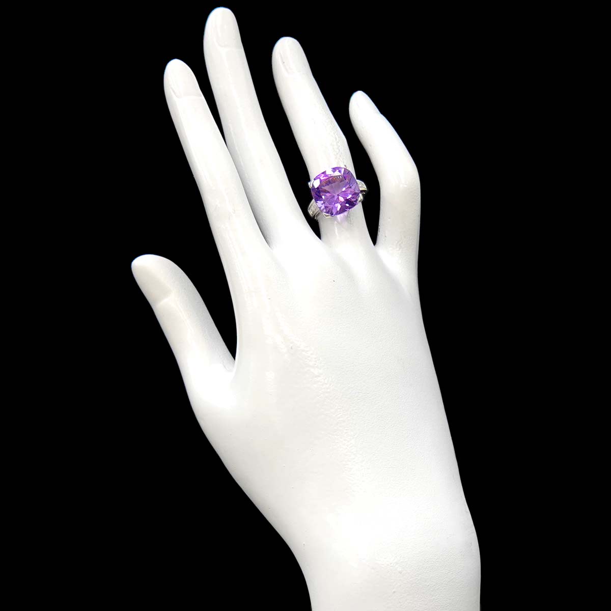 Amethyst Diamond Ring 18K WG 750 size4.75-5(US)