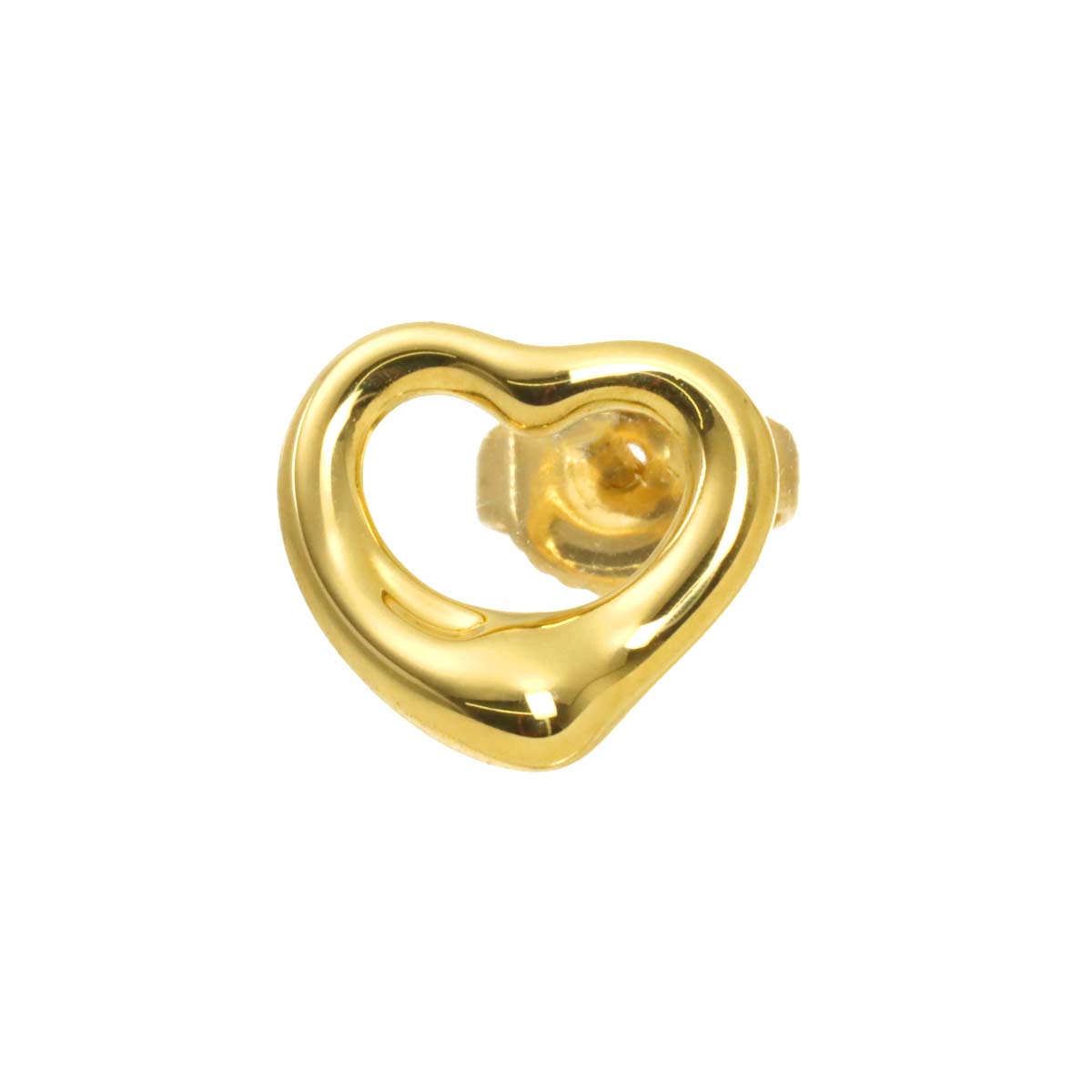 Open Heart Earring Pierced 18K YG 750 One Piece only