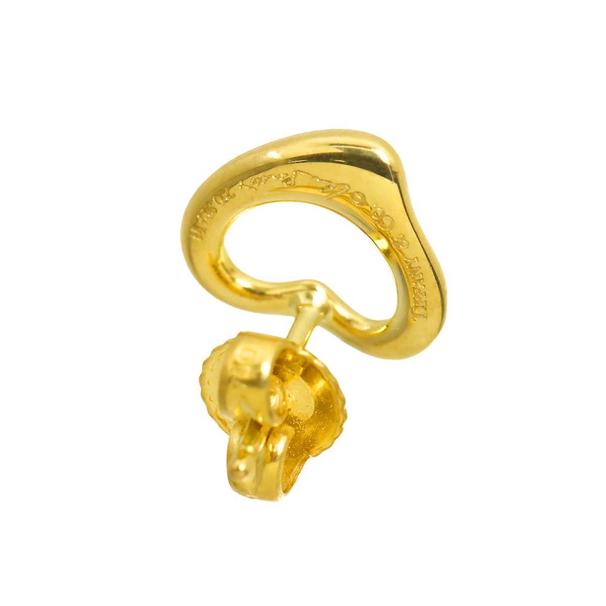 Open Heart Earring Pierced 18K YG 750 One Piece only