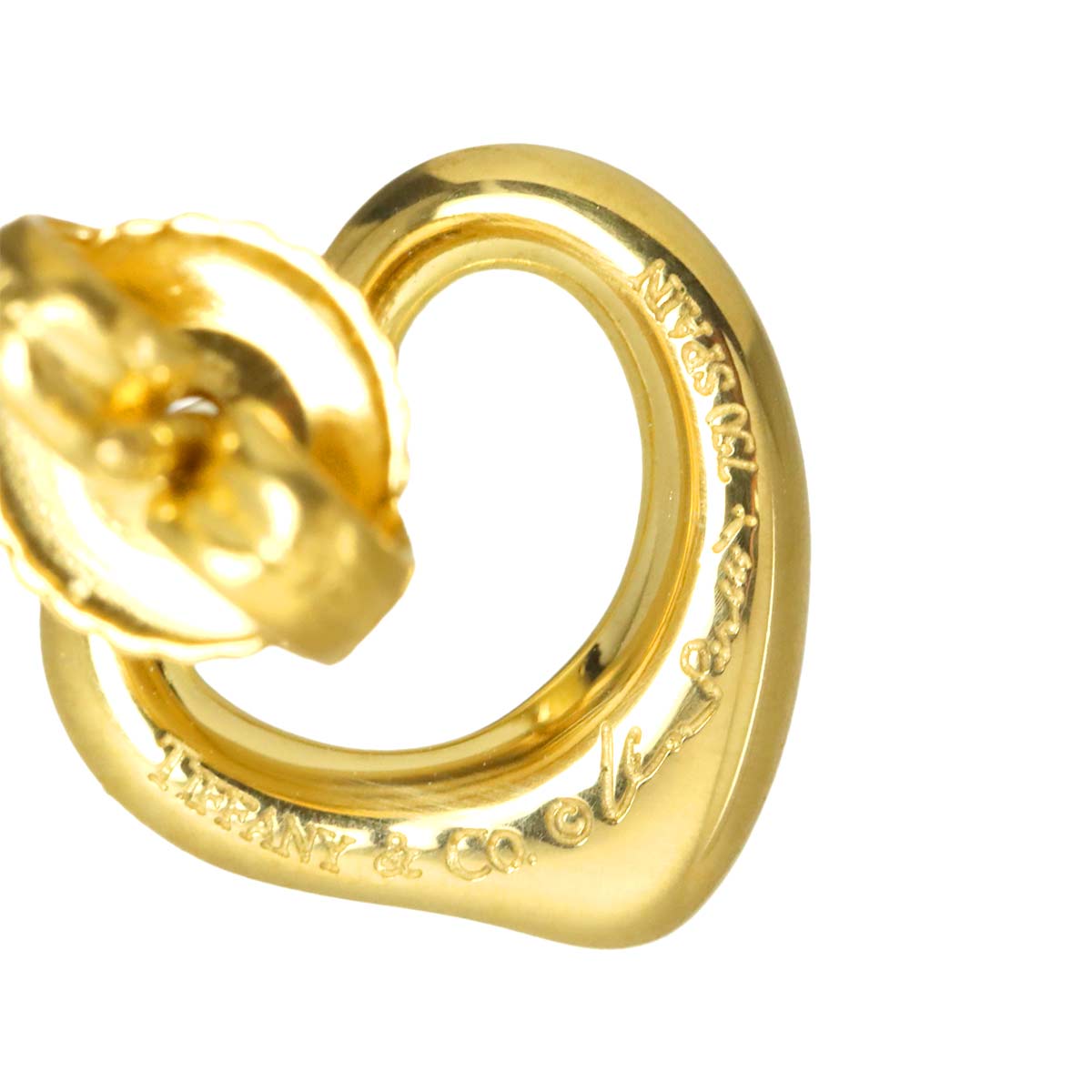 Open Heart Earring Pierced 18K YG 750 One Piece only