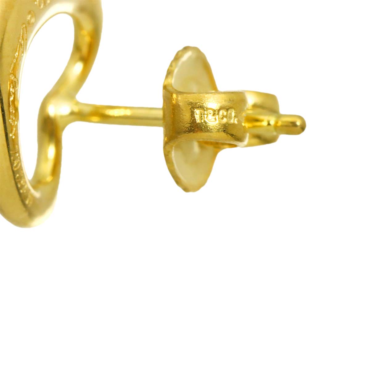 Open Heart Earring Pierced 18K YG 750 One Piece only