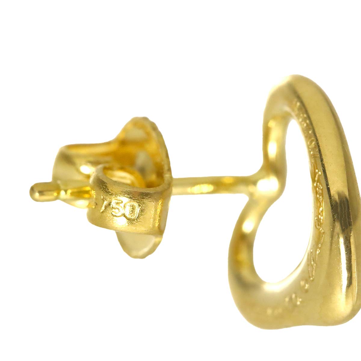 Open Heart Earring Pierced 18K YG 750 One Piece only