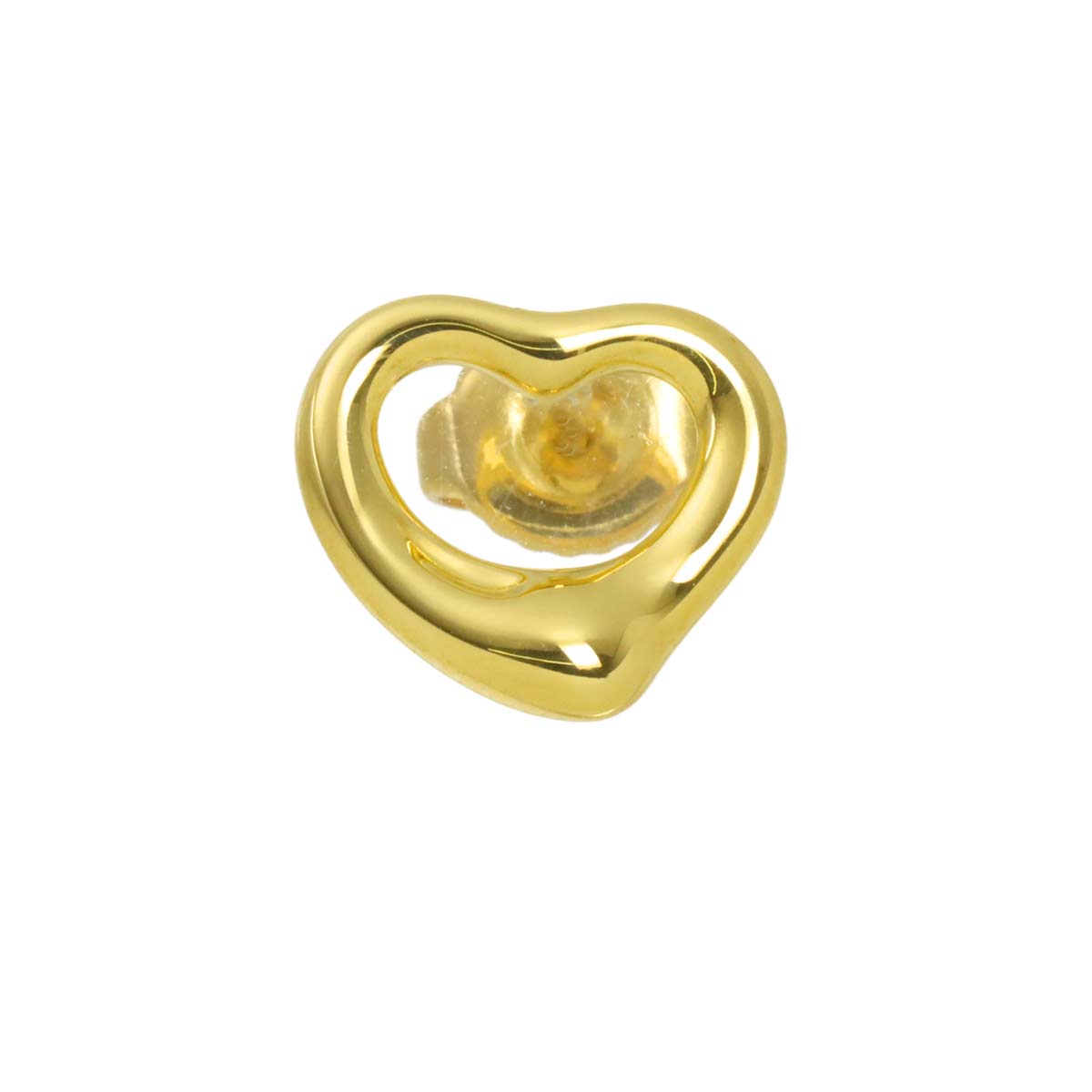 Open Heart Earring Pierced 18K YG 750 One Piece only