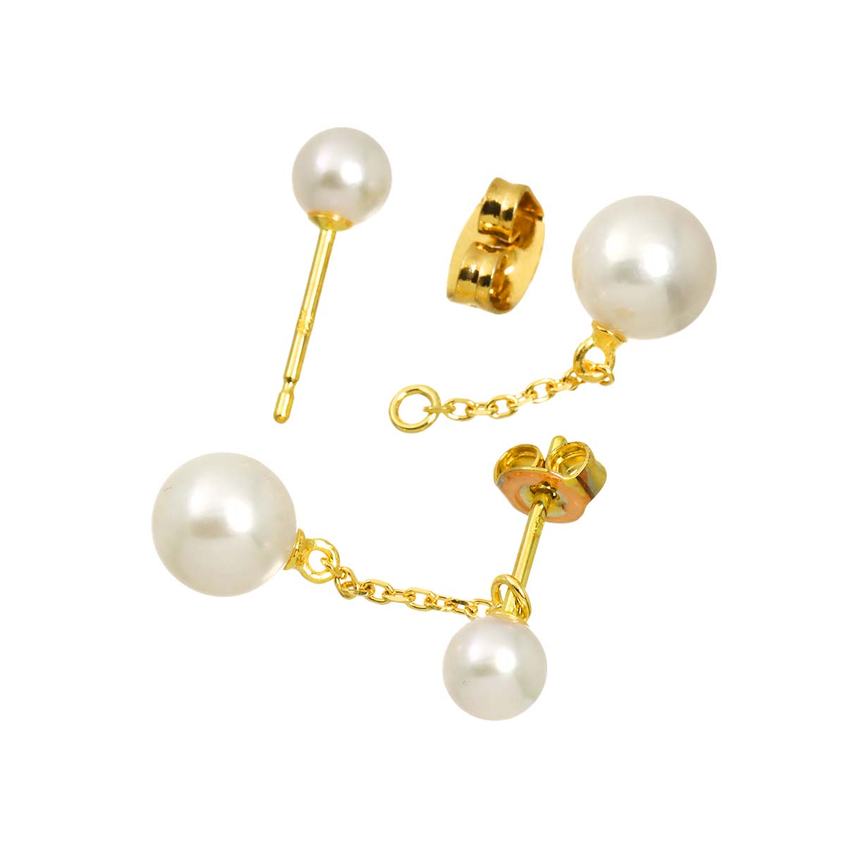 Akoya Pearl 7.0-5.0mm Earrings Pierced 18K YG 750