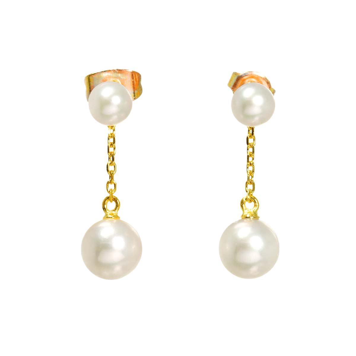 Akoya Pearl 7.0-5.0mm Earrings Pierced 18K YG 750