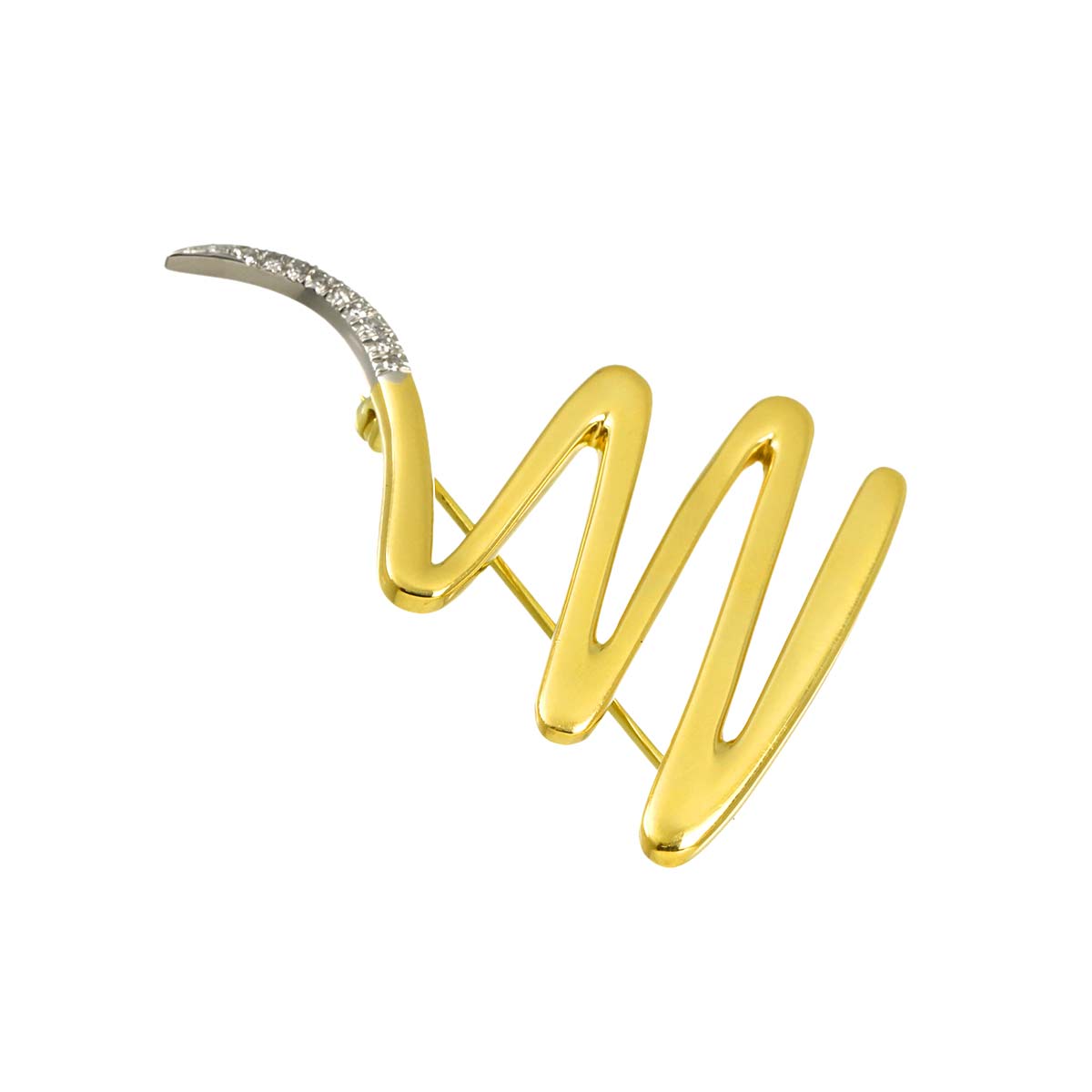 Diamond Brooch 18K Yellow Gold 750 Pt