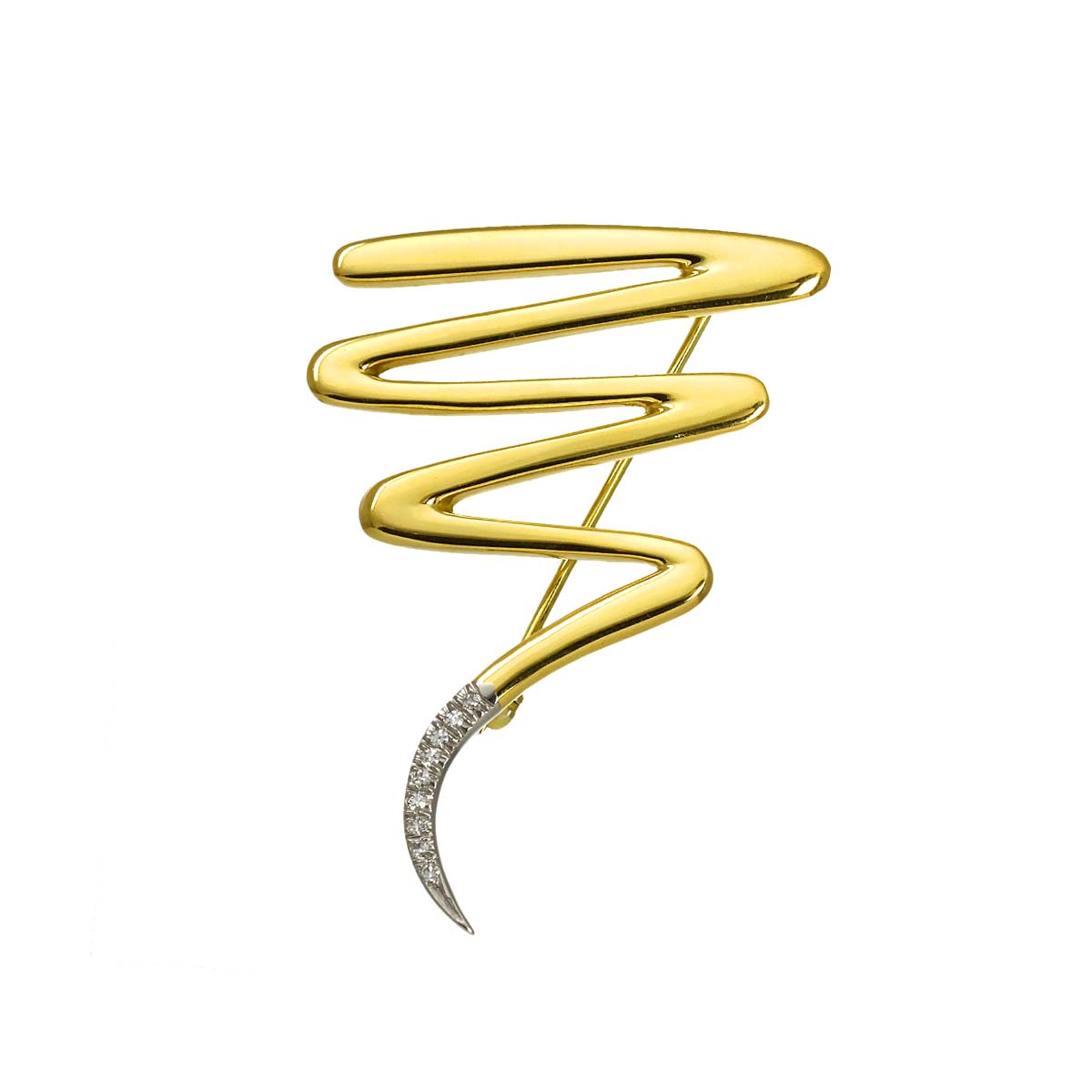 Diamond Brooch 18K Yellow Gold 750 Pt