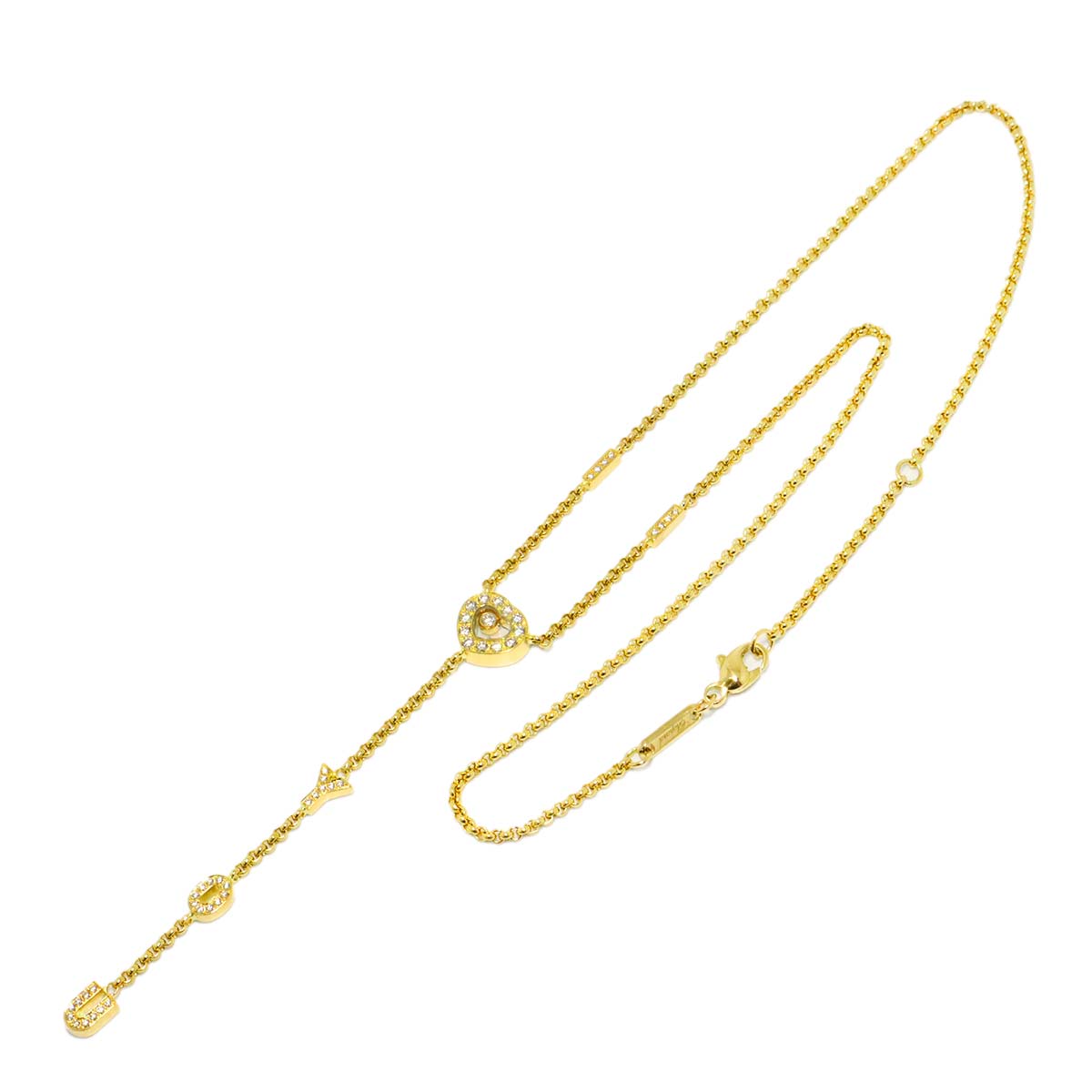 Happy Diamond Heart I LOVE YOU Necklace 18K YG 750
