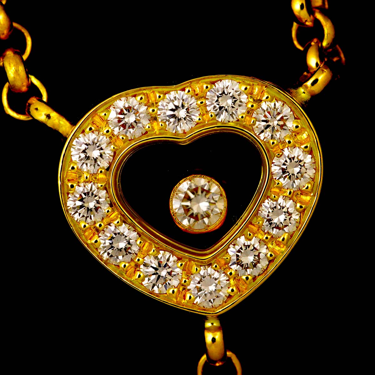 Happy Diamond Heart I LOVE YOU Necklace 18K YG 750