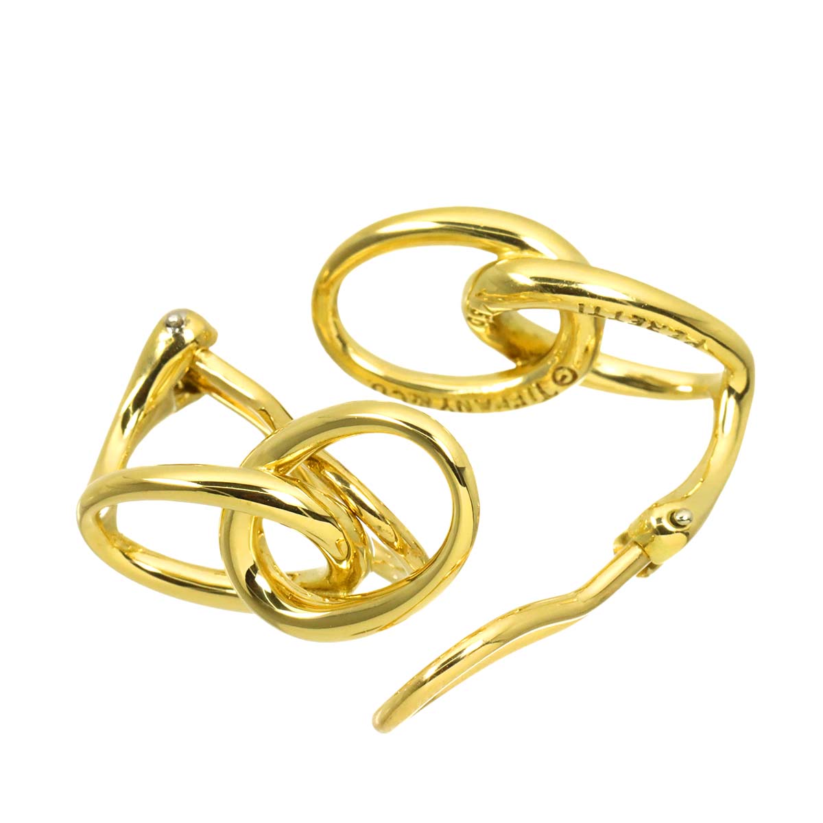Double loop Earrings Clip on 18K Yellow Gold 750
