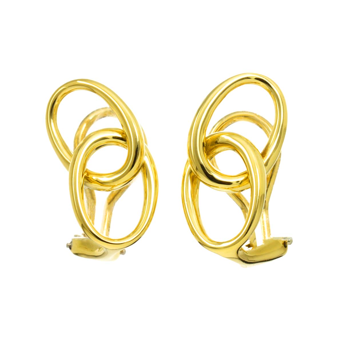Double loop Earrings Clip on 18K Yellow Gold 750