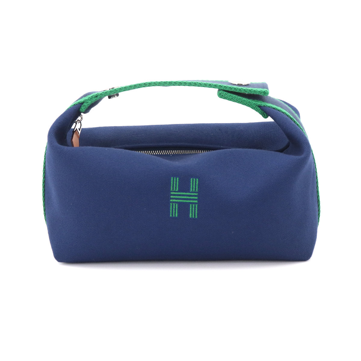 Bride a Brac PM Hand Bag Toile H Blue Marine Green Pouch