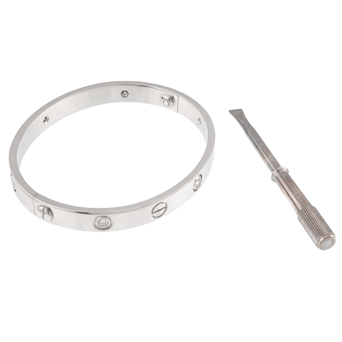 Love Bracelet Diamond 6P Bangle 18K WG 750 Size16