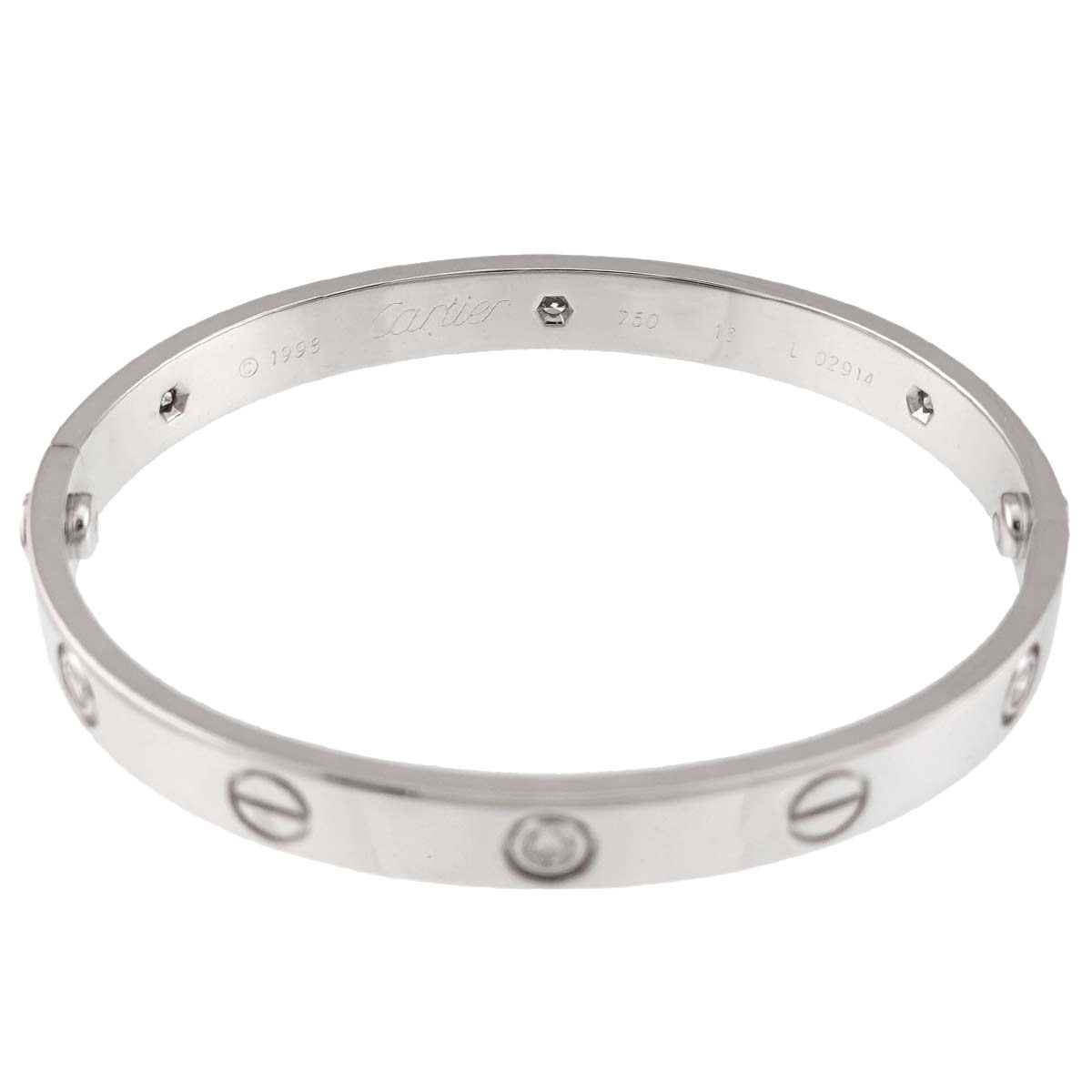 Love Bracelet Diamond 6P Bangle 18K WG 750 Size16