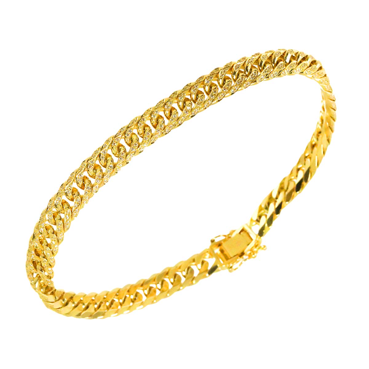 MIAMI LINK CHAIN Diamond 1.00ct Bracelet 18K Yellow Gold 750