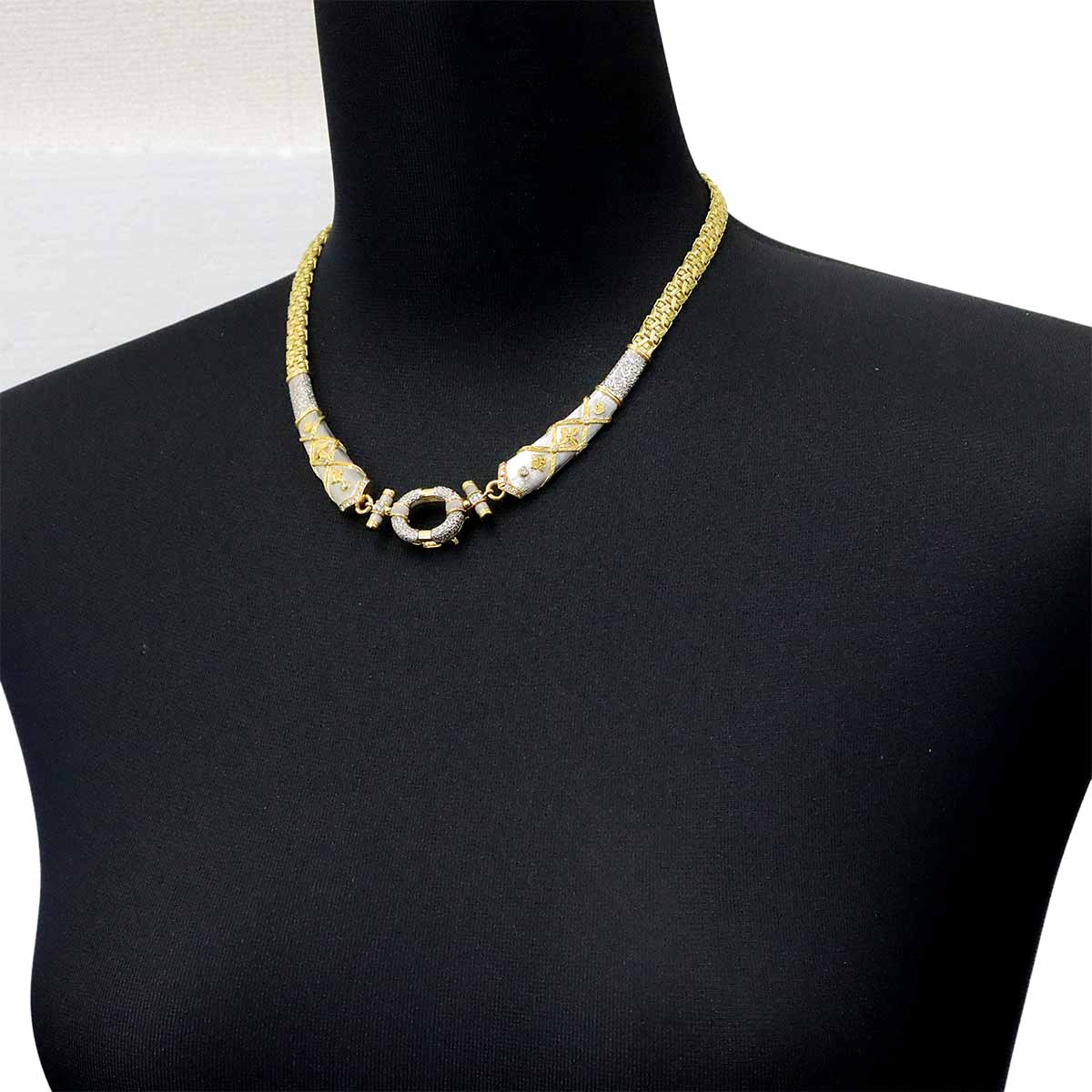 Diamond 0.30ct Sapphire Necklace Pt 18K YG 750