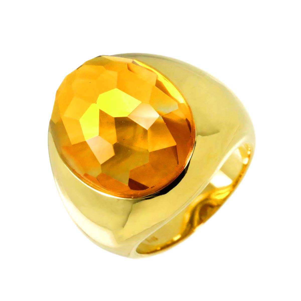 Citrine Ring 18K YG Yellow Gold 750 Size7.25(US)