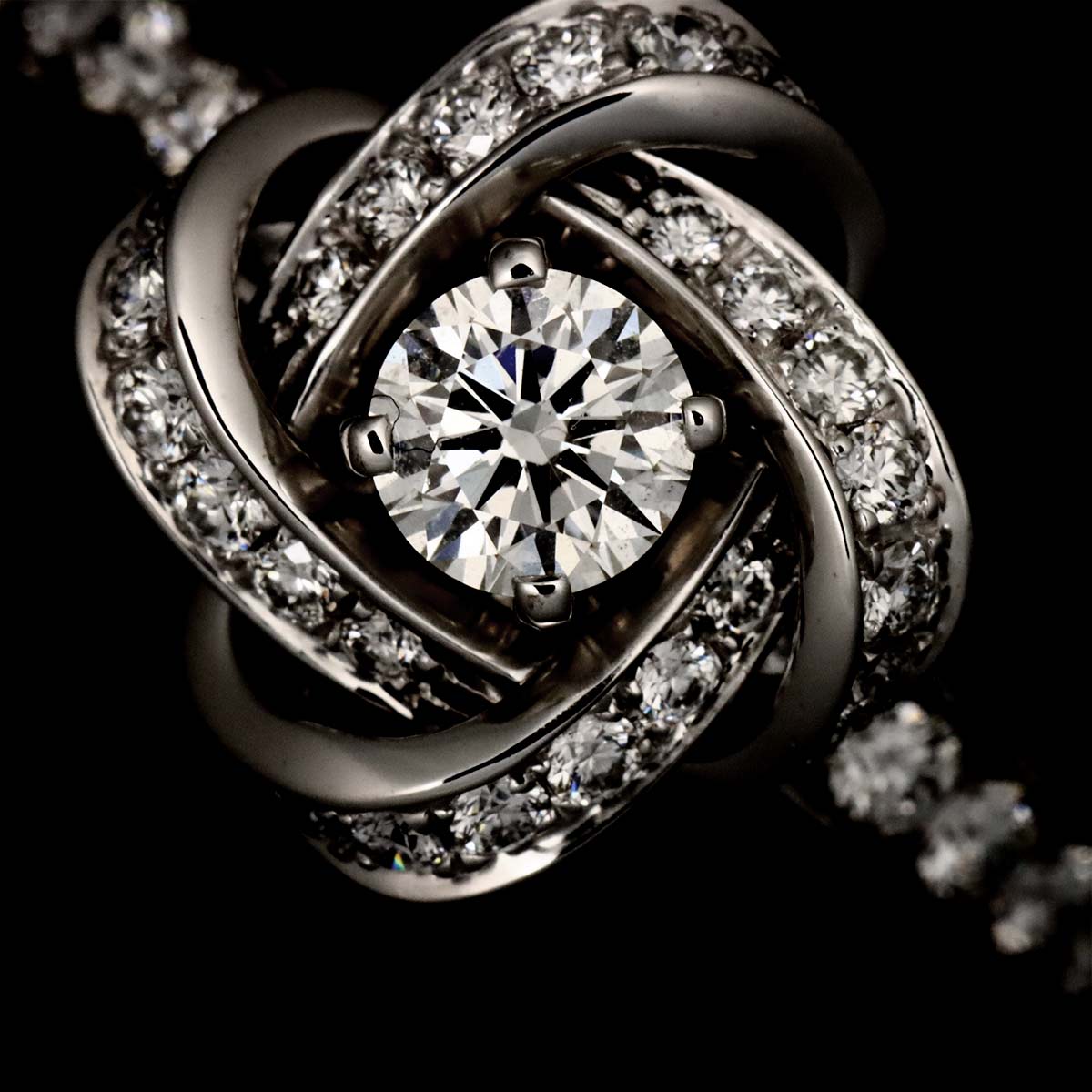 PIVOINE Diamond 0.30ct F/VVS1/3EX Ring 18K WG Size60 9(US)