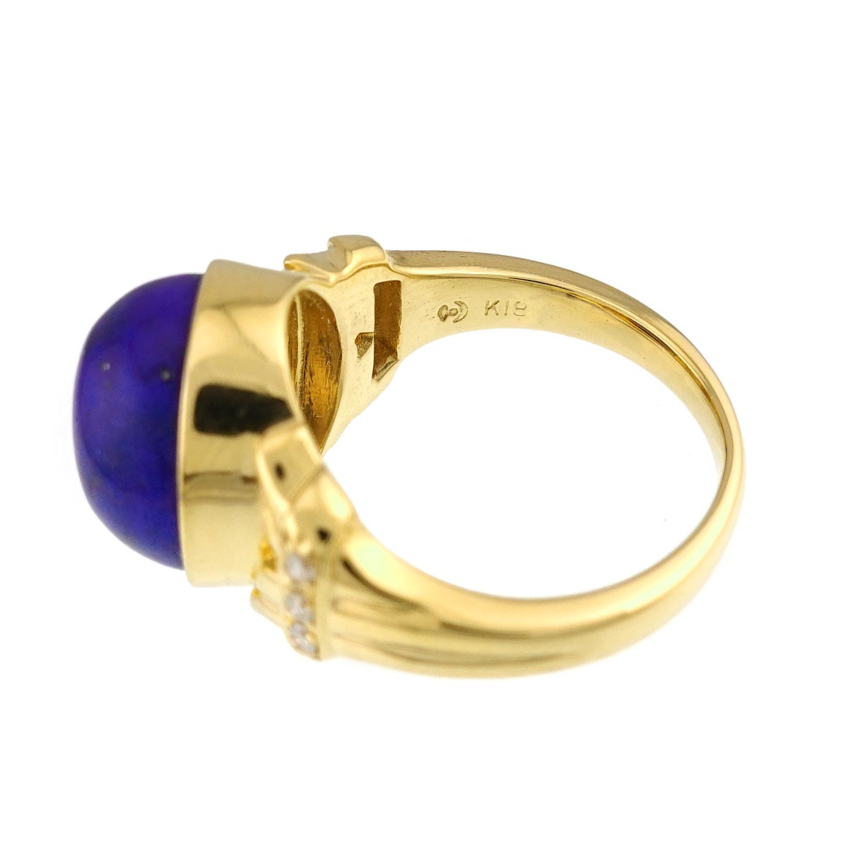 Lapis Lazuli Diamond 0.05ct Ring 18K YG 750 Size4.75-5(US)