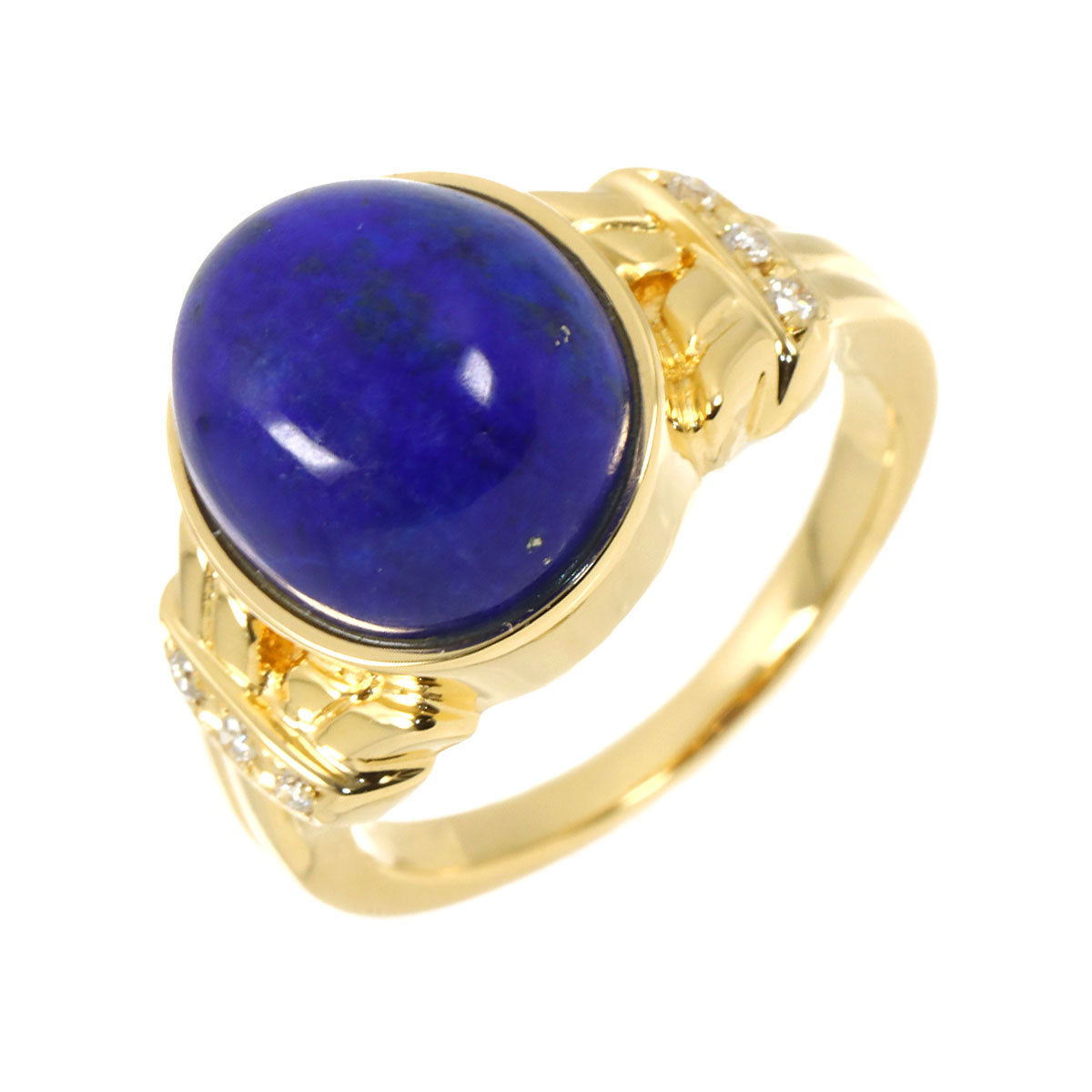 Lapis Lazuli Diamond 0.05ct Ring 18K YG 750 Size4.75-5(US)