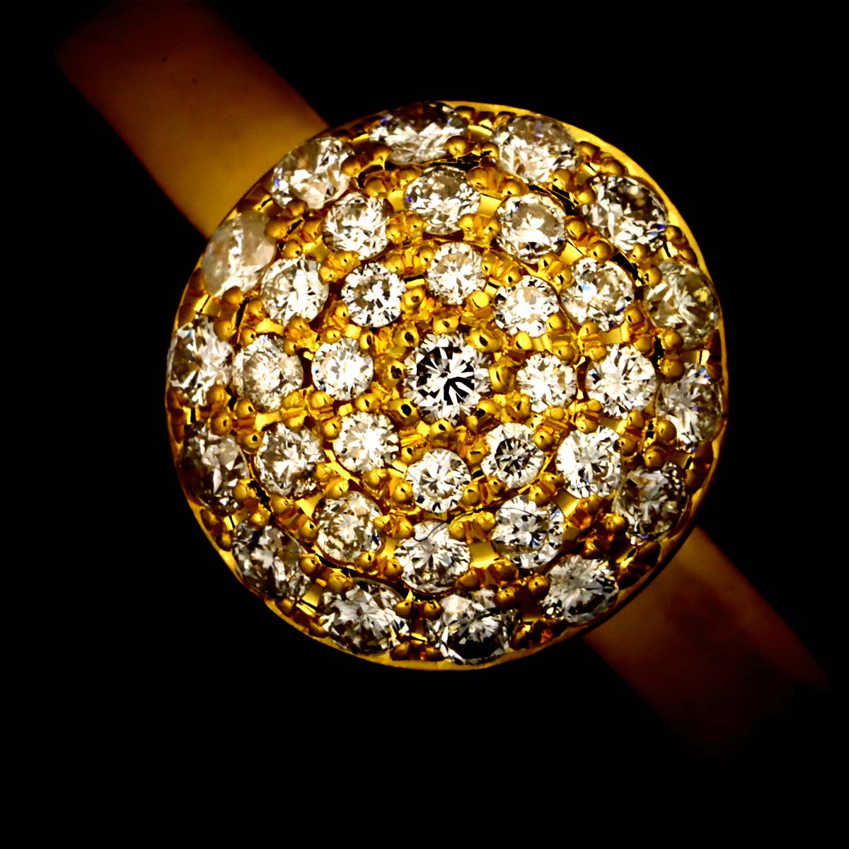 Diamond Ring 18K YG 750 Size7.5(US)