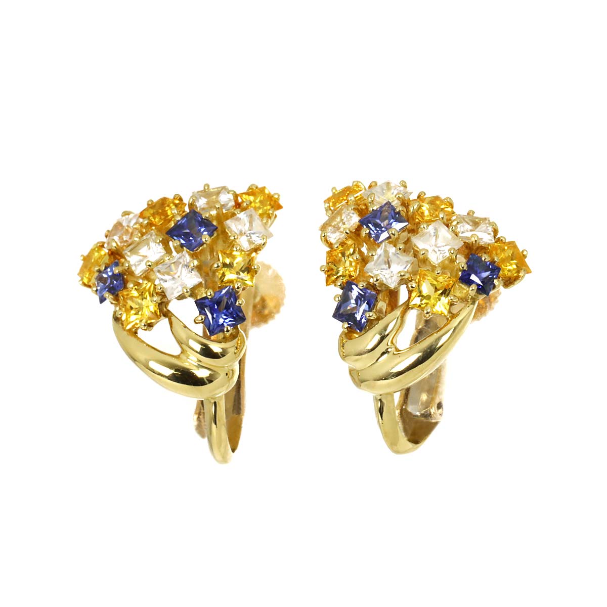 Sapphire 2.97ct Diamond Earrings Clip on 18K YG 750
