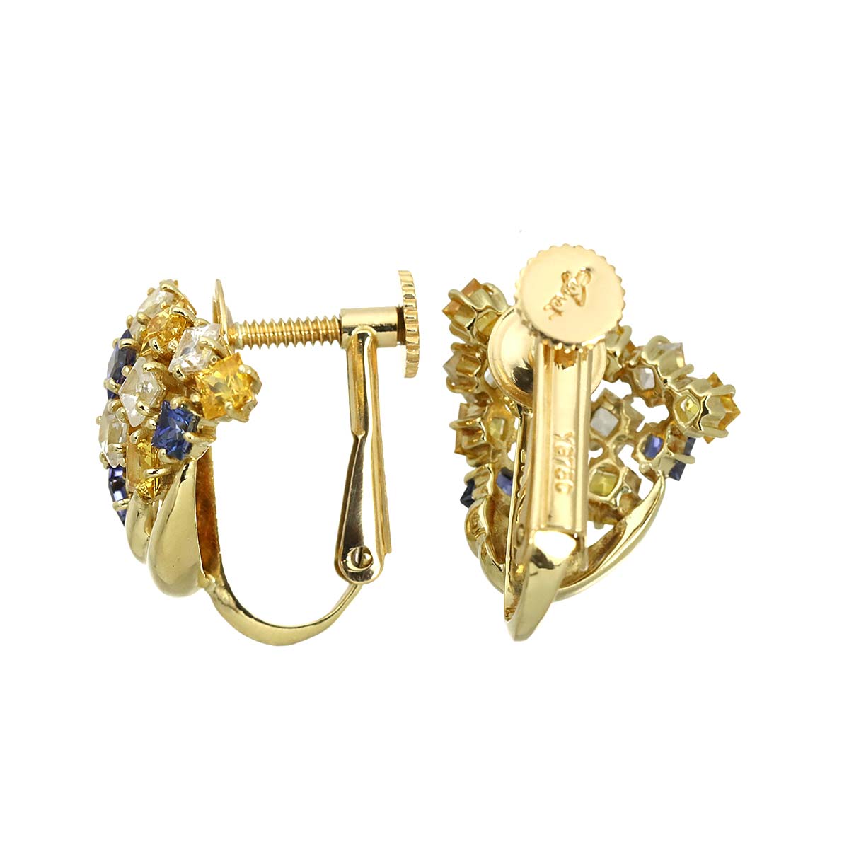Sapphire 2.97ct Diamond Earrings Clip on 18K YG 750