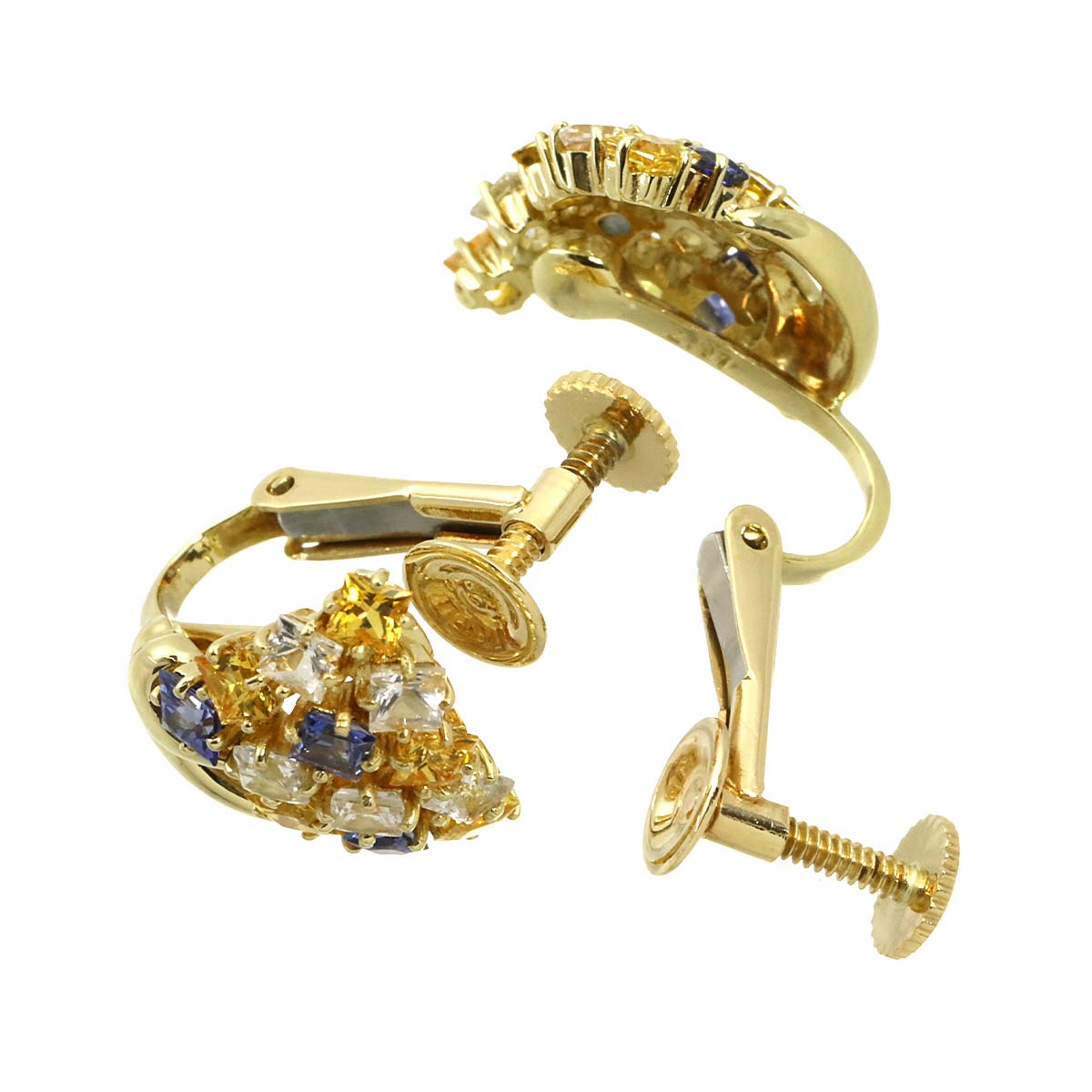 Sapphire 2.97ct Diamond Earrings Clip on 18K YG 750