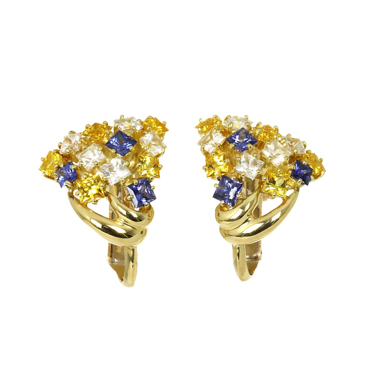 Sapphire 2.97ct Diamond Earrings Clip on 18K YG 750