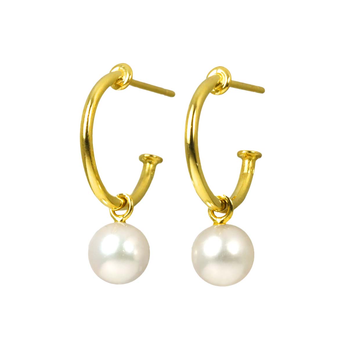 Akoya Pearl 7.0mm Earrings Pierced 18K YG 750