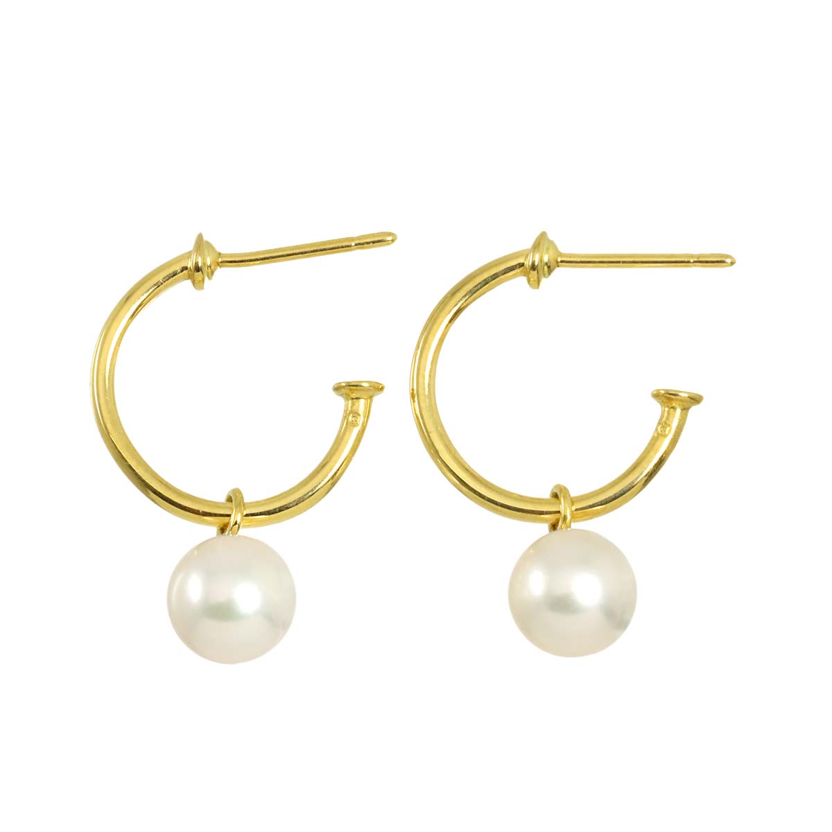 Akoya Pearl 7.0mm Earrings Pierced 18K YG 750