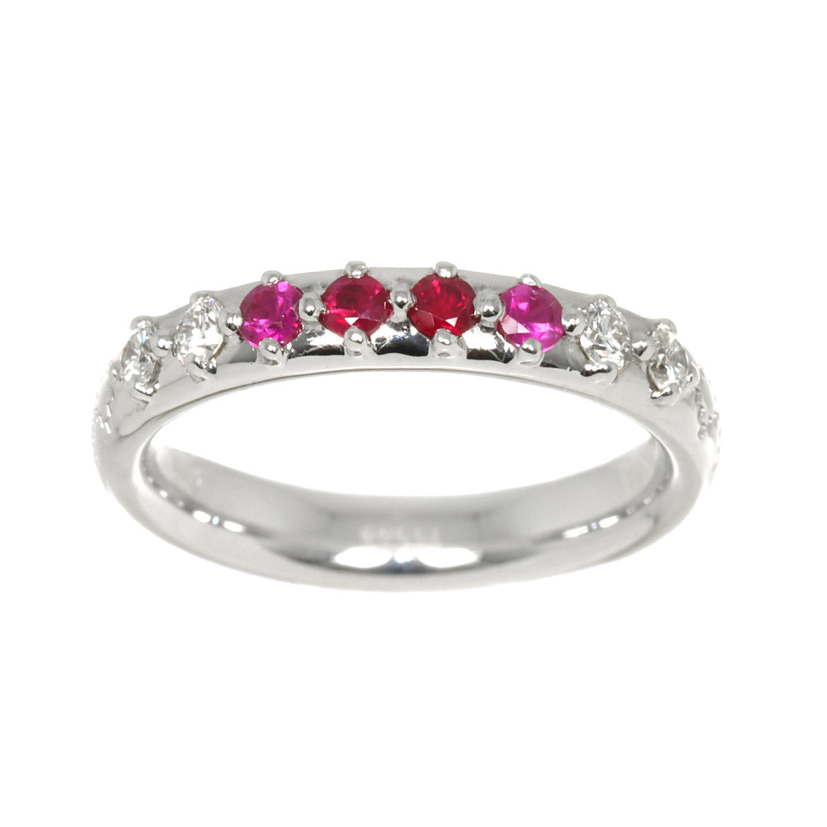 Ruby Sapphire Diamond Ring 18K White Gold 750 Size10 5.25(US)
