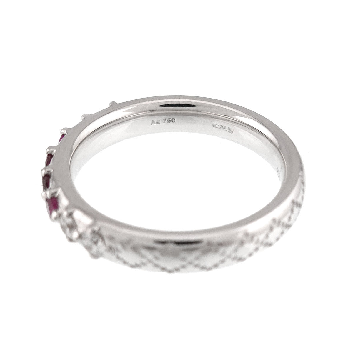Ruby Sapphire Diamond Ring 18K White Gold 750 Size10 5.25(US)