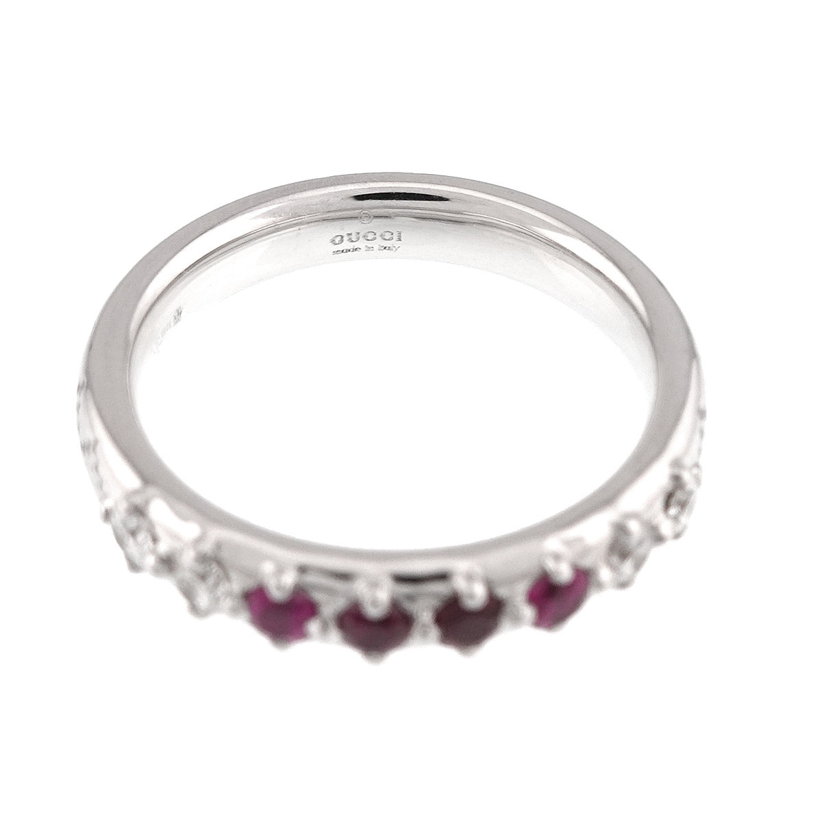 Ruby Sapphire Diamond Ring 18K White Gold 750 Size10 5.25(US)
