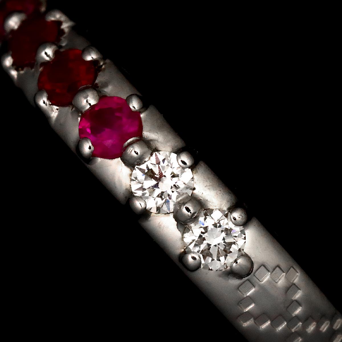 Ruby Sapphire Diamond Ring 18K White Gold 750 Size10 5.25(US)