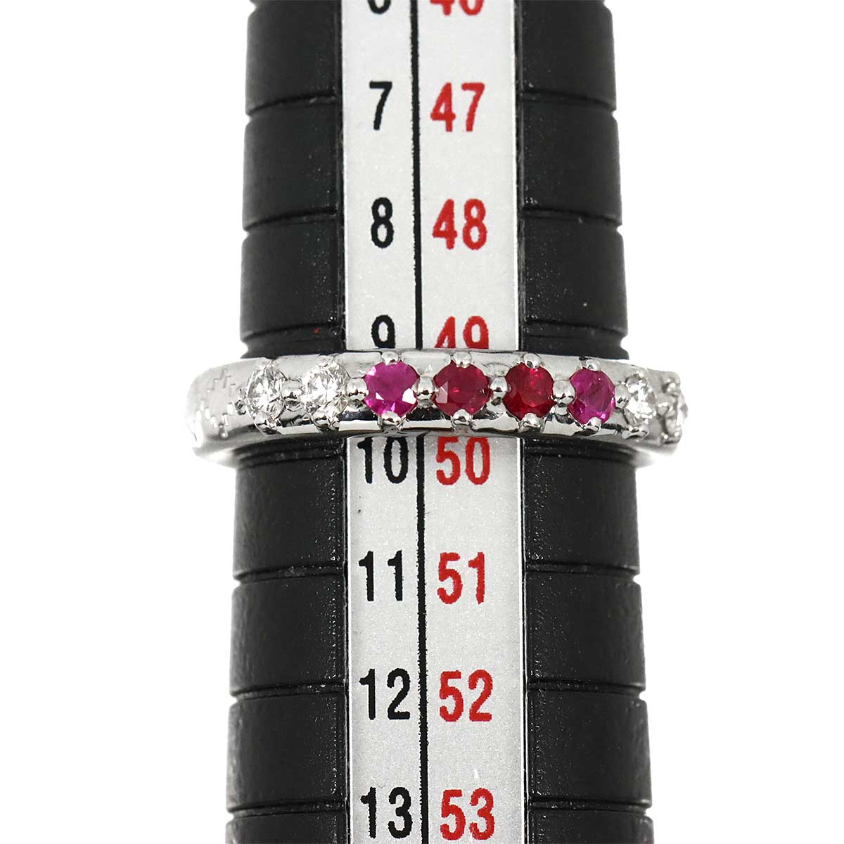 Ruby Sapphire Diamond Ring 18K White Gold 750 Size10 5.25(US)