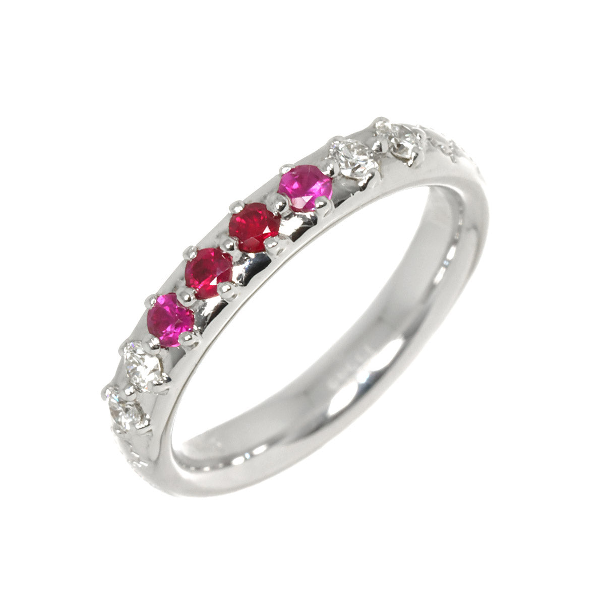 Ruby Sapphire Diamond Ring 18K White Gold 750 Size10 5.25(US)