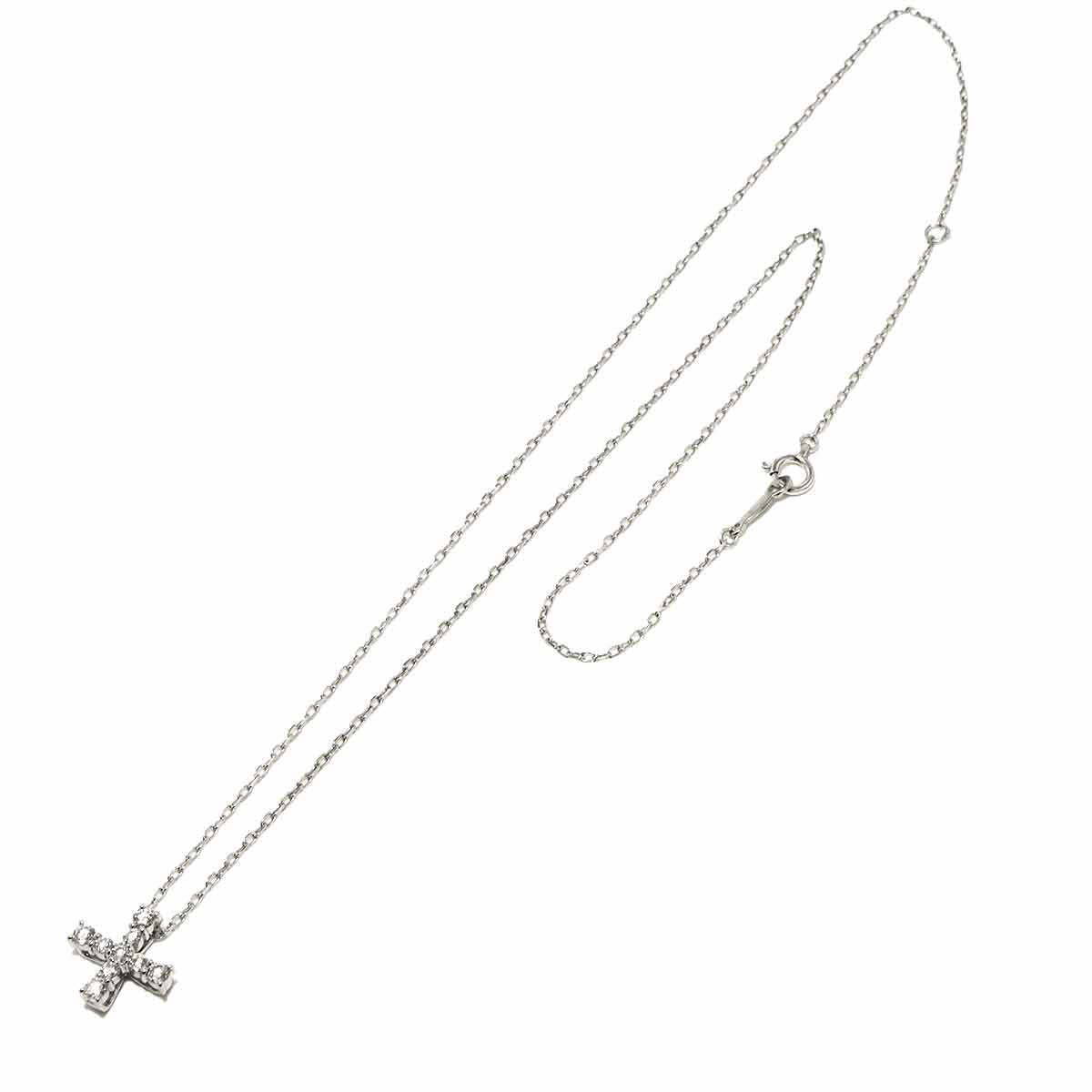 Diamond 0.31ct Cross Necklace 18K White Gold 750