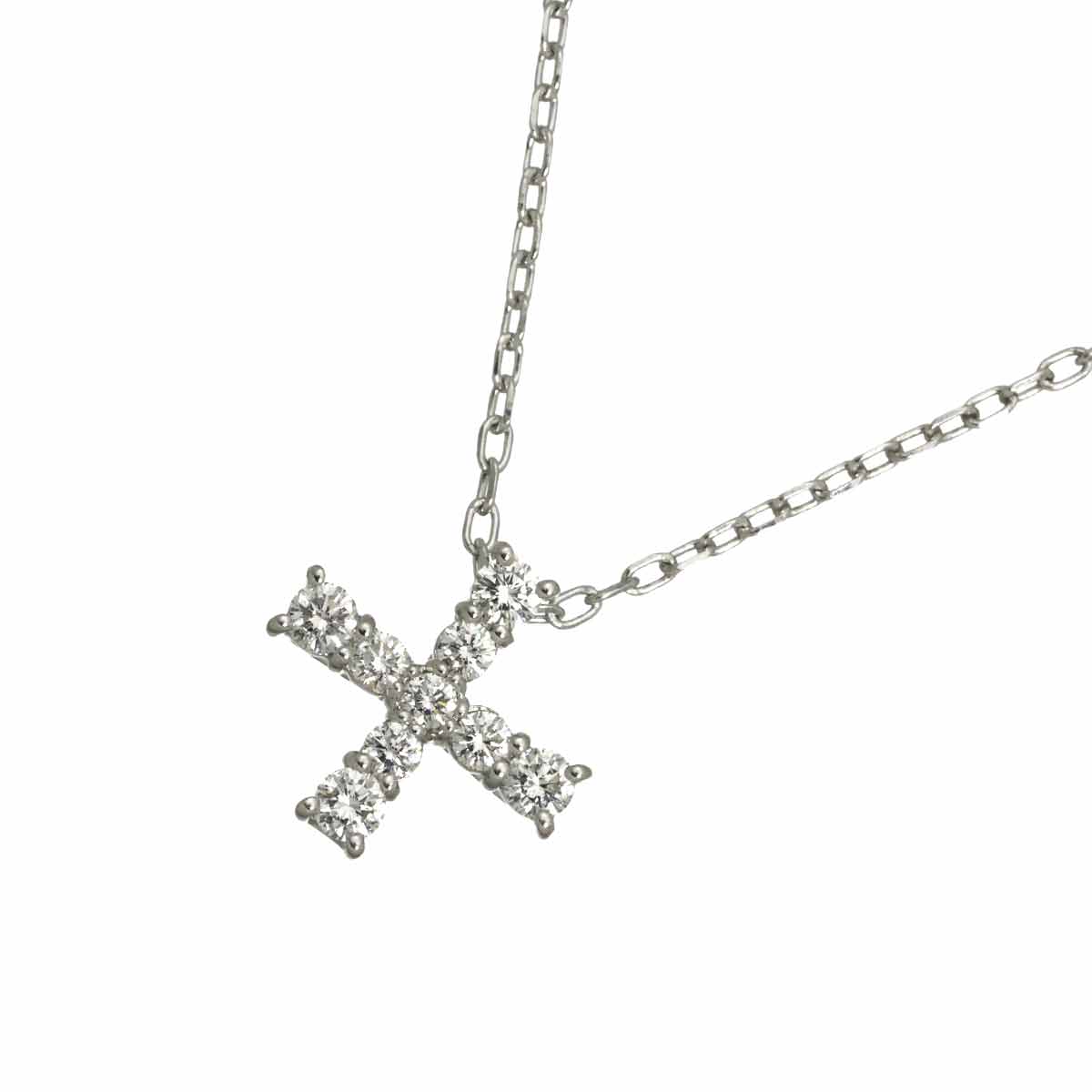 Diamond 0.31ct Cross Necklace 18K White Gold 750